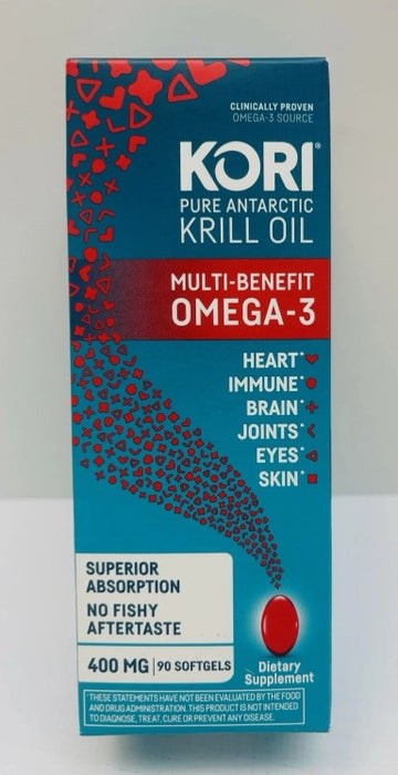 Kori Krill Oil Superior Omega-3 400mg Mini Softgels 90ct EXP 05/27+