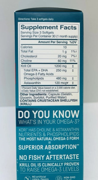 2 PACK!!!! Kori Krill Oil Superior Omega-3 400mg Mini Softgels 90ct EXP 05/27+