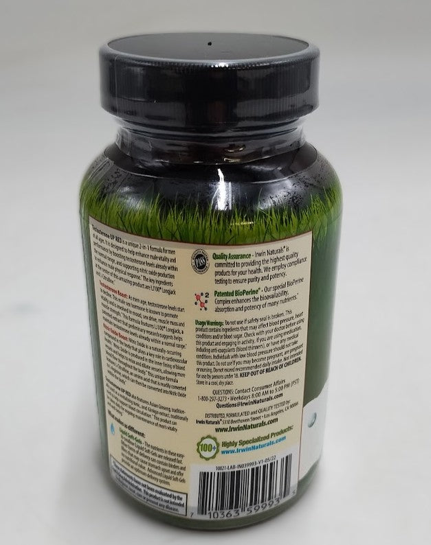 Irwin Naturals Testosterone UP Red, 32 Liquid Soft-Gels EXP: 03/2027