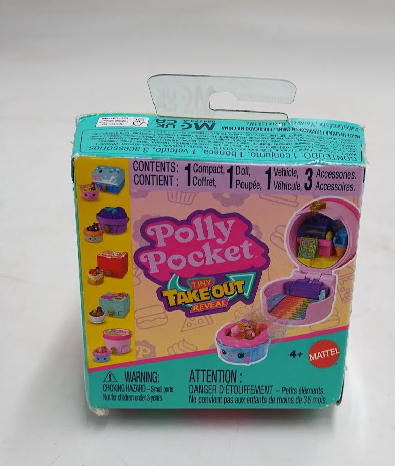 Polly Pocket Tiny Take Out Reveal Micro Dolls & Compacts with Food Theme