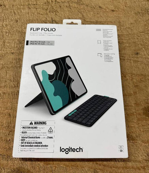 Logitech 13" Flip Folio for iPad Pro Air 13INCH: Plastic Tablet Case Solid Black