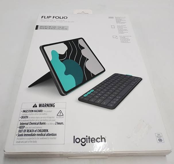 Logitech 13" Flip Folio for iPad Pro Air 13INCH: Plastic Tablet Case Solid Black