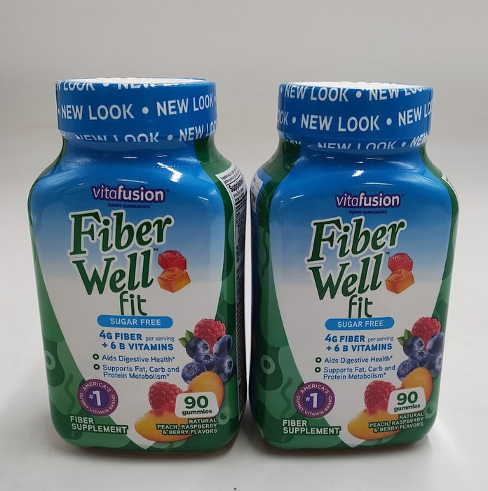 2 PACK!!! Vitafusion Fiber and B Vitamin Gummies BERRY-PEACH -90ct EXP:03/2026