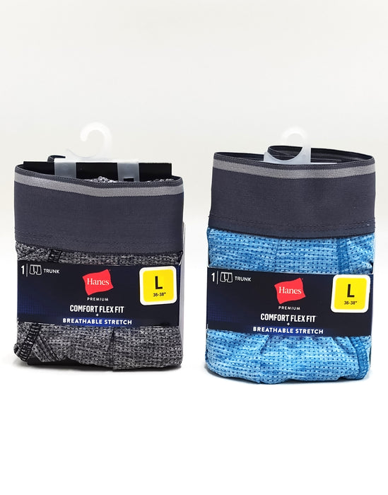 2 PACK!!! Hanes Premium Breathable Mesh Comfort Flex Fit Boxer Trunks: LARGE