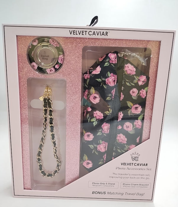 VELVET CAVIAR Pink Rose Floral Gift Set: Cell Phone Camera Accessories