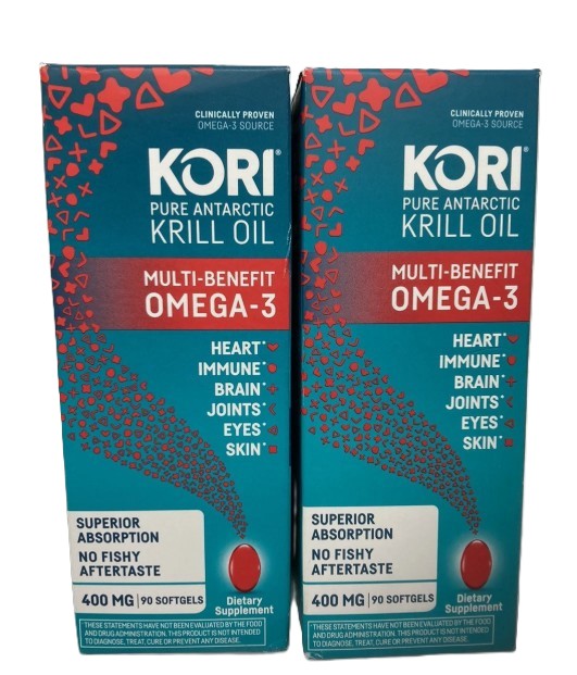 2 PACK!!!! Kori Krill Oil Superior Omega-3 400mg Mini Softgels 90ct EXP 05/27+