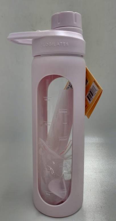 Blogilates 19ozGlass Protein Shaker Bottle with Silicone Sleeve - Pink