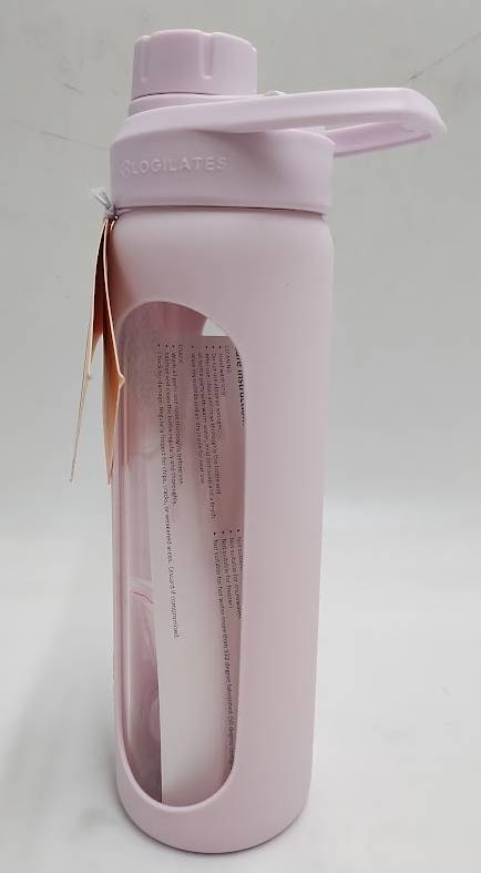 Blogilates 19ozGlass Protein Shaker Bottle with Silicone Sleeve - Pink