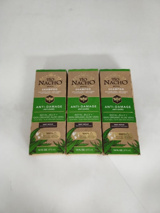 LOT OF 3 Tio Nacho Shampoo Anti-Damage Royal Jelly + Organic Aloe Vera, 14oz