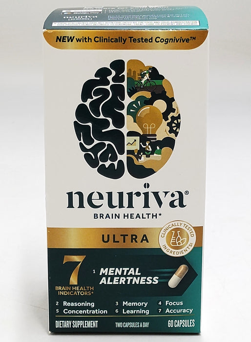 NEURIVA Ultra Decaffeinated Nootropic Brain Supplement - 60 Capsules EXP:09/2026