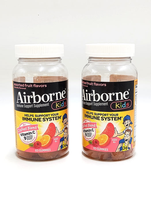 2 PACK! Airborne Kids Multivitamin Gummies with Zinc - 63ct x 2 EXP: 06/2026