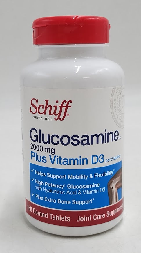 Schiff Glucosamine 2000mg + Vitamin D, Coated Tablets - 150 CT - EXP:01/2027+