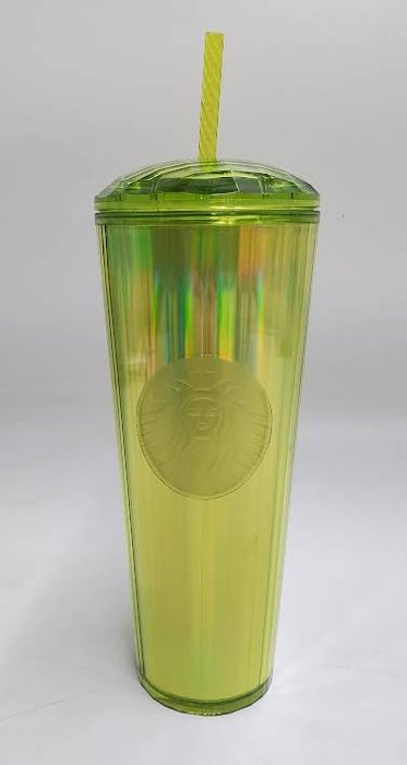 Plastic Cold Cup Kaleidoscope Lime PVD Lid 24oz READ DESCRIPTION