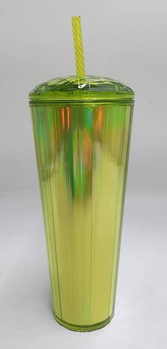Plastic Cold Cup Kaleidoscope Lime PVD Lid 24oz READ DESCRIPTION