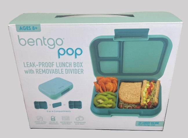 Bentgo Fresh Pop Lunch Bento Box - Aqua/Green: Leakproof Plastic Container for Kids