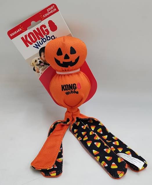 KONG Halloween Wubba Ballistic Jack-O-Lantern Dog Ball Toy LG