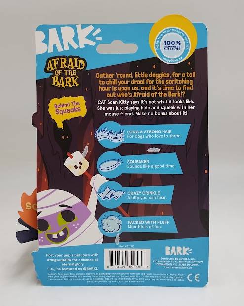 BARK Afraid of the Bark Halloween CAT Scan Kitty Animal Plush Dog Toy