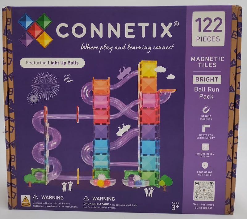 CONNETIX Magnetic Tiles Bright Ball Run Pack : 122pc