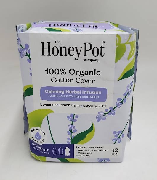 The Honey Pot Company 100% Organic Cotton Overnight Pads - 12ct