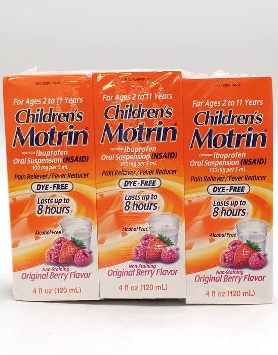 3 PACK!!! Motrin Children's Pain Reliever/Fever Reducer (Dye-Free) EXP: 06/2028