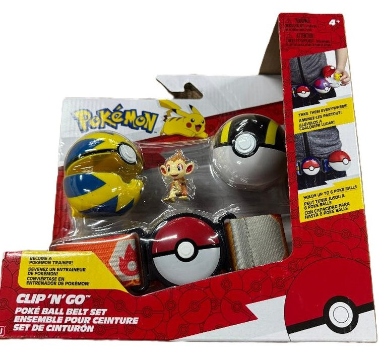 Pokemon Clip 'N' Go Poke Ball Belt Set (Chimchar with Quick Ball Ultra Ball & Fire-type Belt