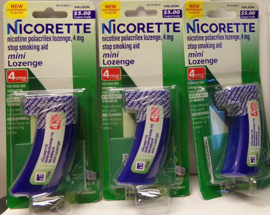 3 PACK!!! Nicorette 4mg Dual Layer Lozenges - Peppermint - 20ct EXP:01/2027