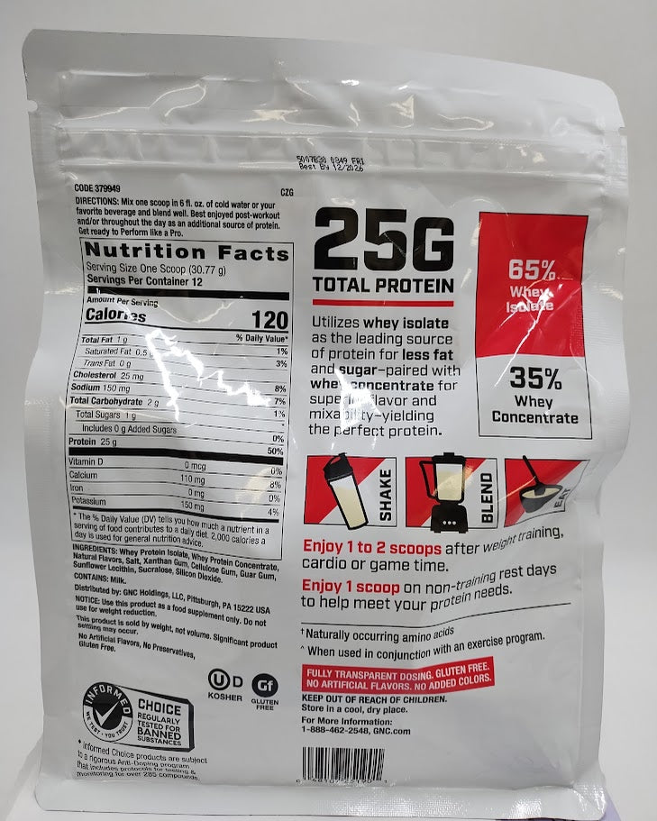 GNC 100% Whey Protein Vanilla Cream Fast Absorbing Protein 25g EXP:12/2026