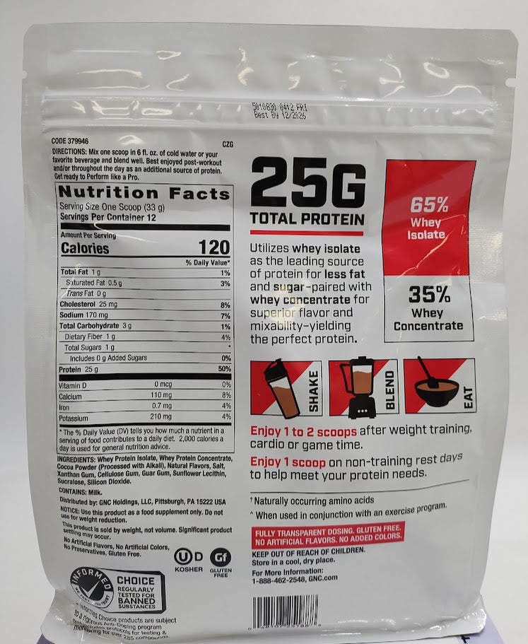 GNC Pro Performance 100% Whey Protein V2 25g Fast Absorbing Protein EXP:12/2026