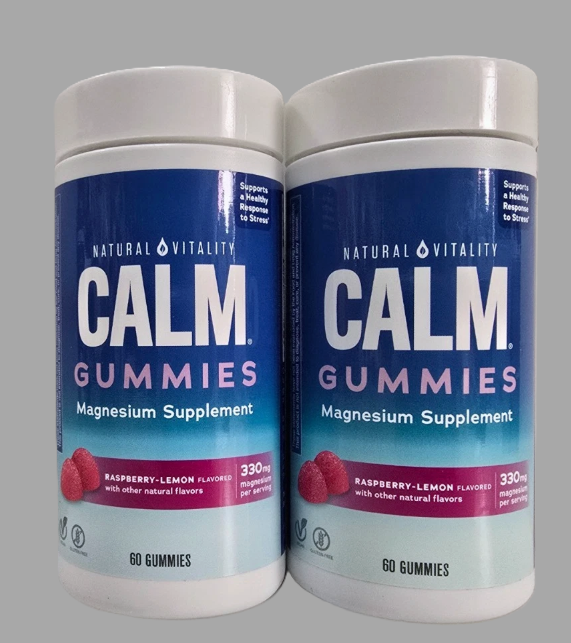 2 PACK!!! Natural Vitality Natural Calm Gummies-Raspberry Lemon-60ct EXP:05/2027