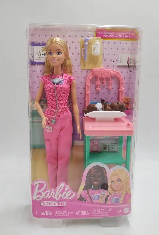 Barbie Baby Doctor Doll with Blonde Fashion 9.5" Doll, 1 Baby Doll