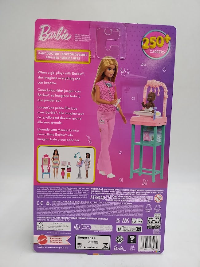 Barbie Baby Doctor Doll with Blonde Fashion 9.5" Doll, 1 Baby Doll