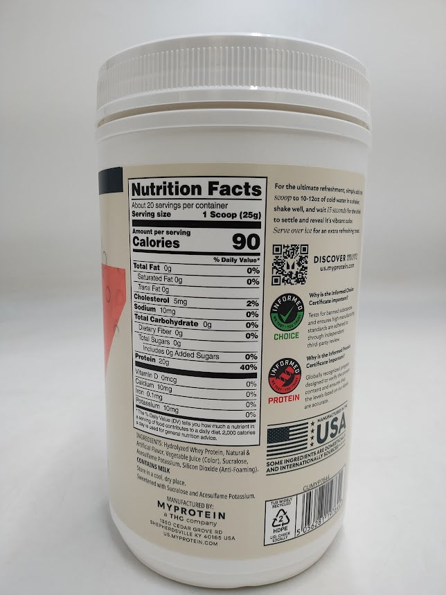 Myprotein Clear Whey Isolate Protein Powder, (1.1Lbs) Strawberry, EXP:02/2027