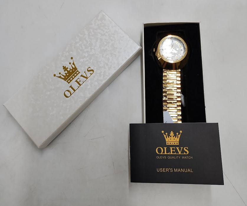 OLEVS Womens Watches Gold Analog Diamond Tungsten Steel