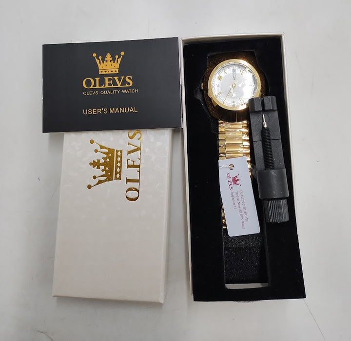 OLEVS Womens Watches Gold Analog Diamond Tungsten Steel