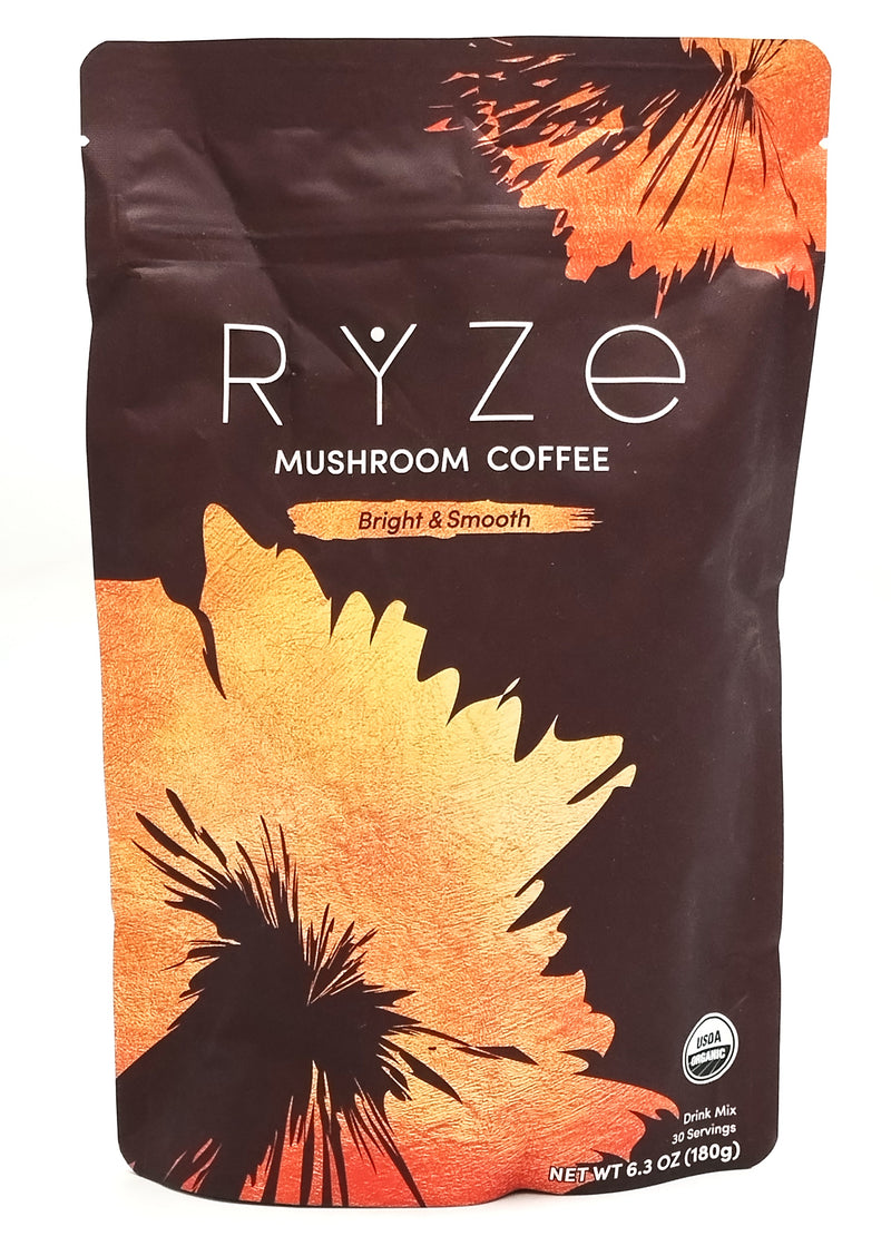 RYZE SUPERFOODS Mushroom Coffee "Bright & Smooth" 30 Servings EXP:09/2027