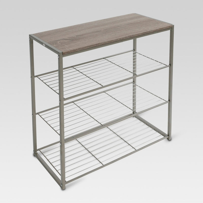 4 Tier Shoe Rack with Particle Board Top Gray - Threshold& (LOCAL PICKUP ONLY)