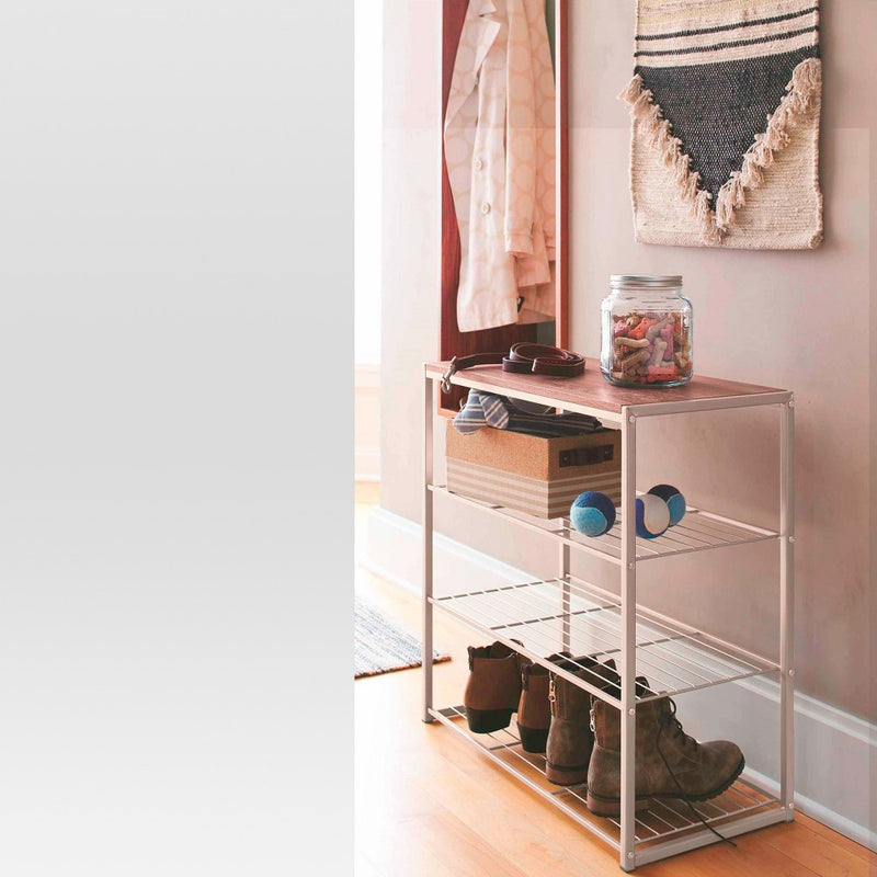 4 Tier Shoe Rack with Particle Board Top Gray - Threshold& (LOCAL PICKUP ONLY)