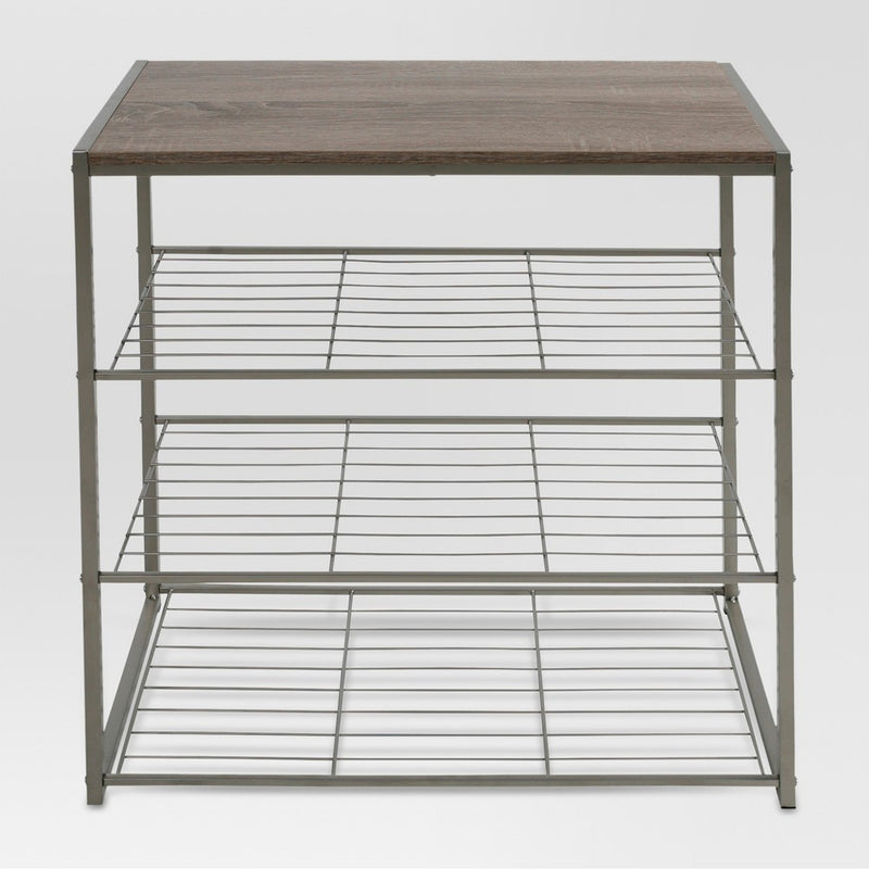 4 Tier Shoe Rack with Particle Board Top Gray - Threshold& (LOCAL PICKUP ONLY)