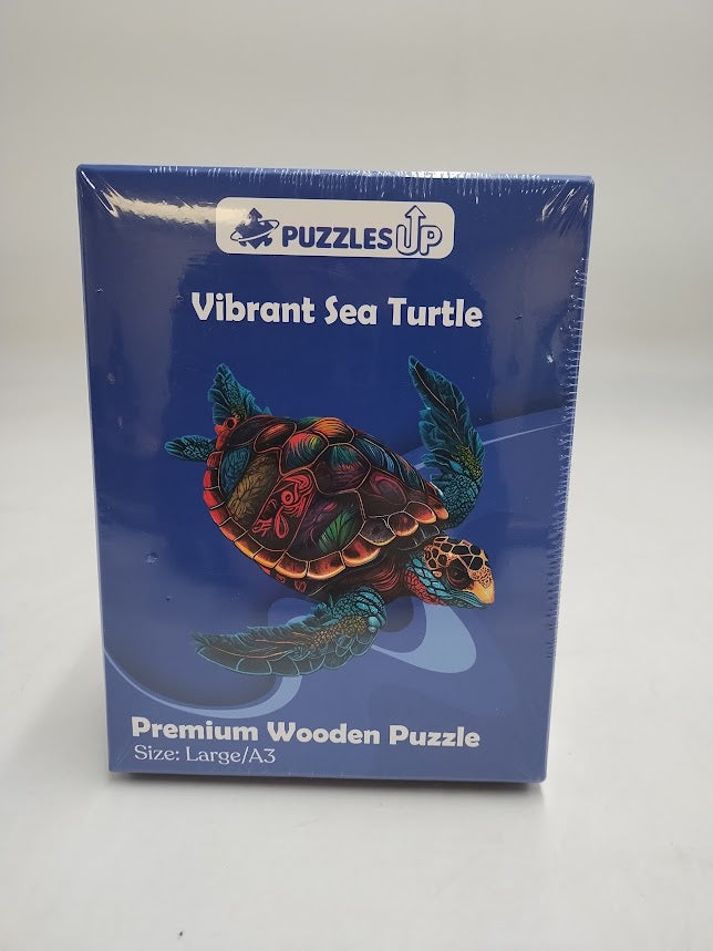 New! PuzzlesUp Vibrant Sea Turtle Wooden Jigsaw Puzzle