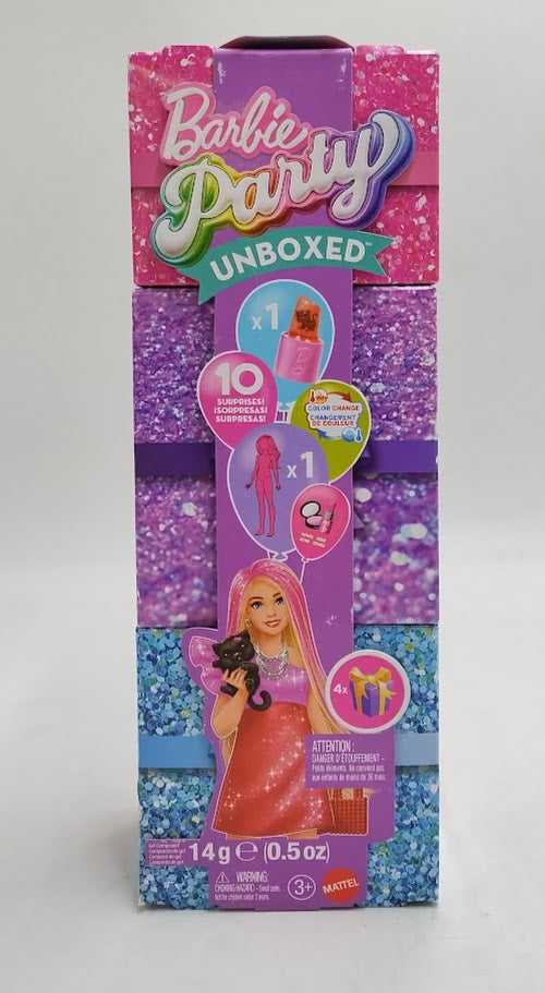 Barbie Party Unboxed Glam Party Series Red Sparkle Doll & Accessories with 10 Surprises