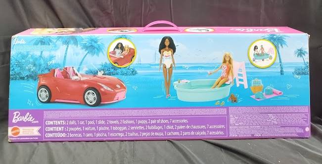 Barbie Playset with 2 Fashion Dolls, Convertible Toy Car & Pool (LOCAL PICKUP ONLY)