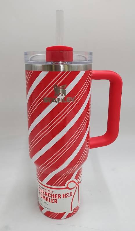 Stanley 40 oz Stainless Steel H2.0 FlowState Quencher Tumbler Candy Cane Twist