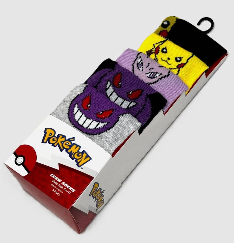 Pokemon 5pk Striped Crew Socks
