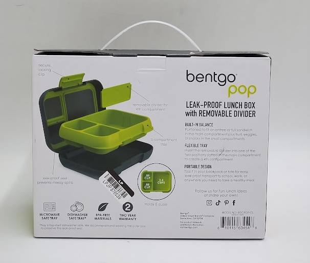 Bentgo Pop Leak Proof Bentgo - Style Lunch Box - Charcoal/Lime