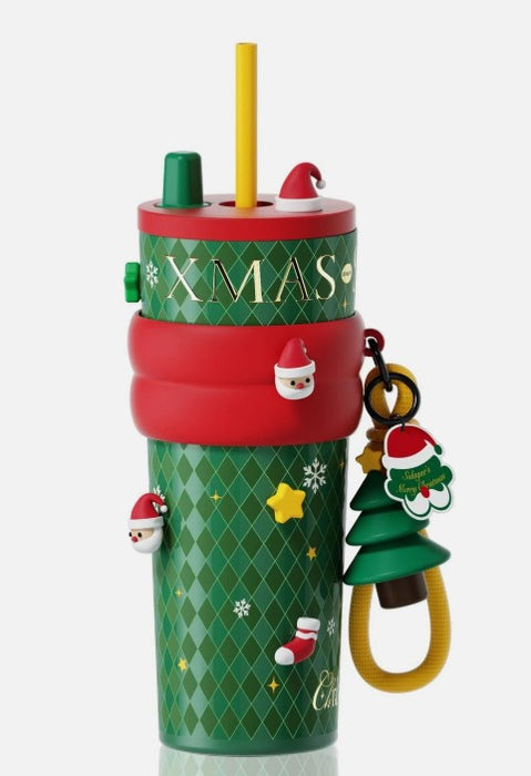 Sidagar 24 oz Christmas Tumbler with Lid and 24 Ounces, Green