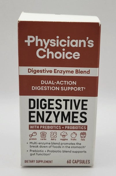 Physician's Choice Digestive Enzyme Probiotic Capsules - 60ct EXP 05/27