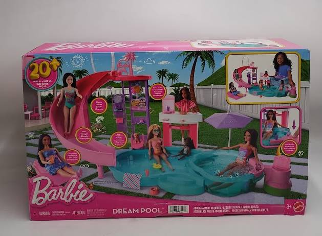 Barbie Dream Pool Playset with Slide & Bubbling Hot Tub SEE DETAILS