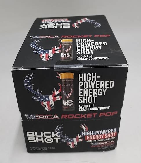 Bucked Up Buck Shot Energy Shot - 12 Ct - ROCKET POP FLAVOR - EXP 07/2028