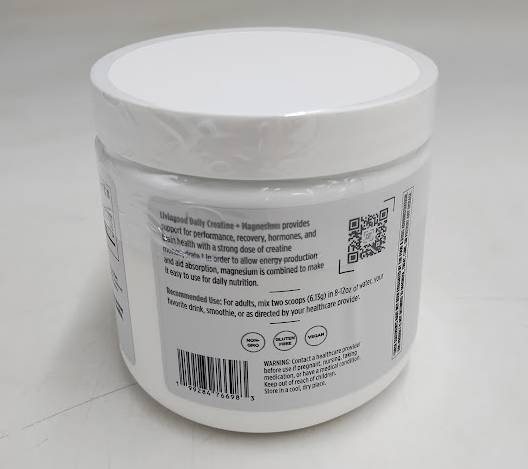 Livingood Daily Creatine + Magnesium Powder, Unflavored - 30 Servings EXP 09/27