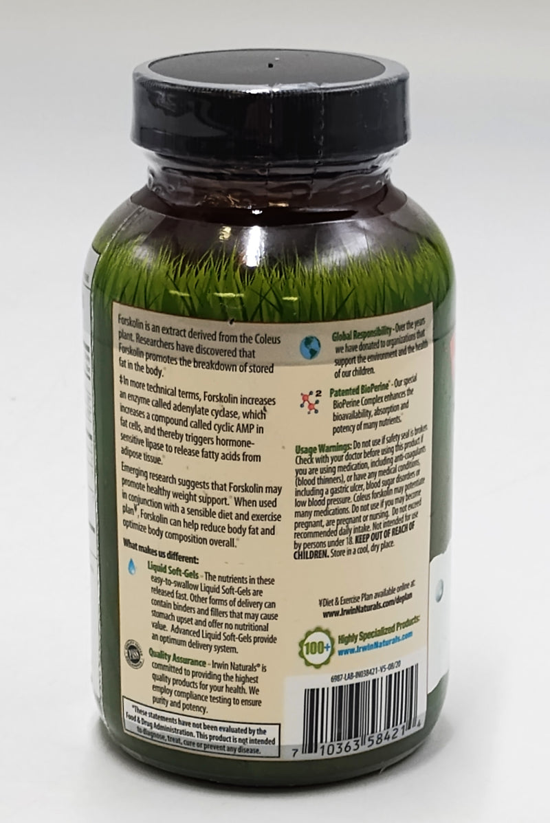 Irwin Naturals Forskolin Fat-Loss Diet®, 60 Liquid Soft-Gels EXP:02/27